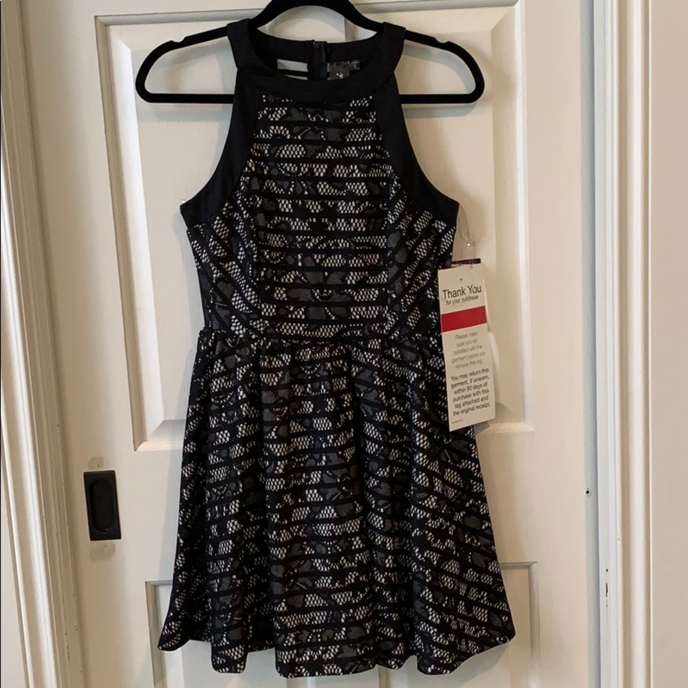 Black and White Halter Patterned Dress